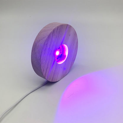 Crystal Glow LED Night Light with Wooden Base